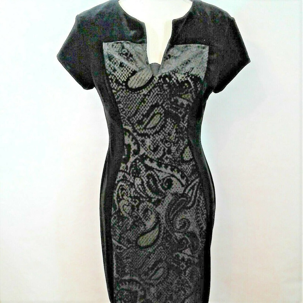 Connected Apparel Black Velvet Sheath Dress Size 8
